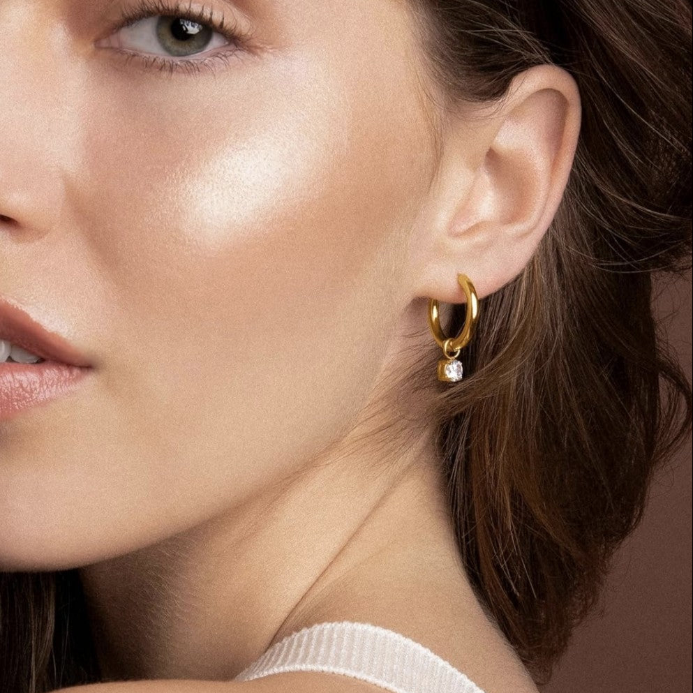 Crystal Drop Hoops