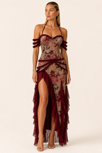Scarlet Bloom Maxi Dress