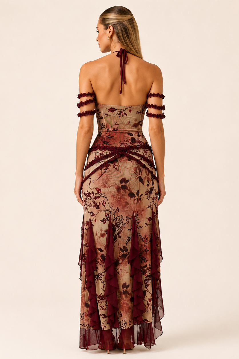 Scarlet Bloom Maxi Dress